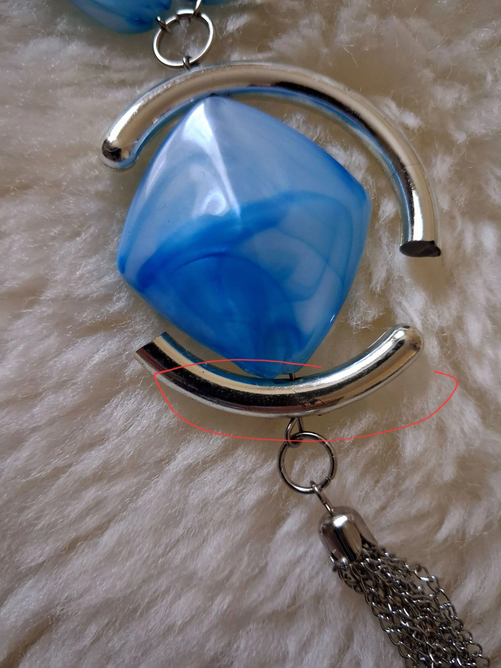 Mooie lange zilveren ketting met blauwe steen – photo 7